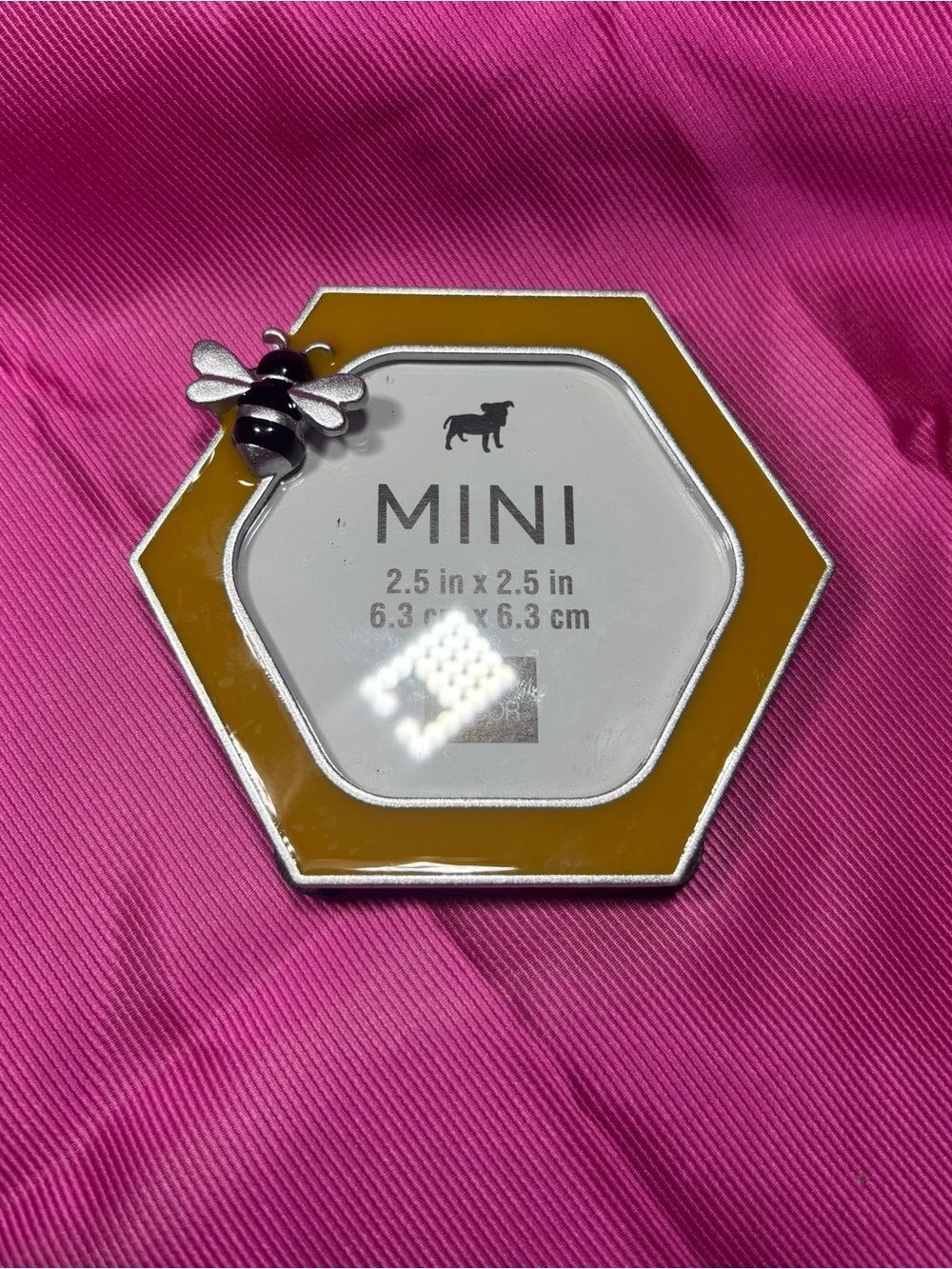 New Hexagon Mini Frame with Bee Accent 2.5”x2.5” - Mustard Yellow